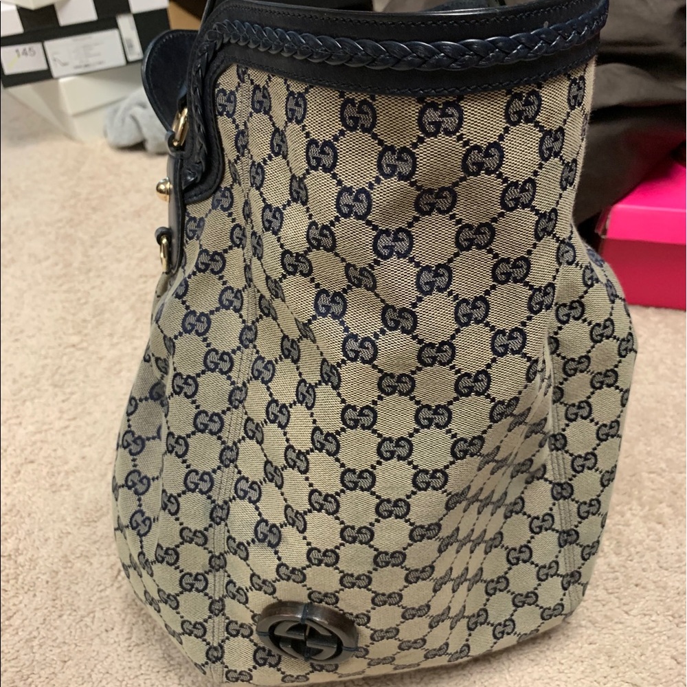 Hobo, blue and white canvas bag